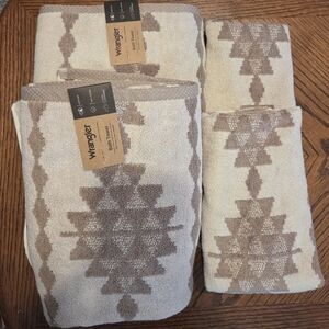 Nwt Wrangler Bath Towel Set Of 4 Blanket Weave Tan